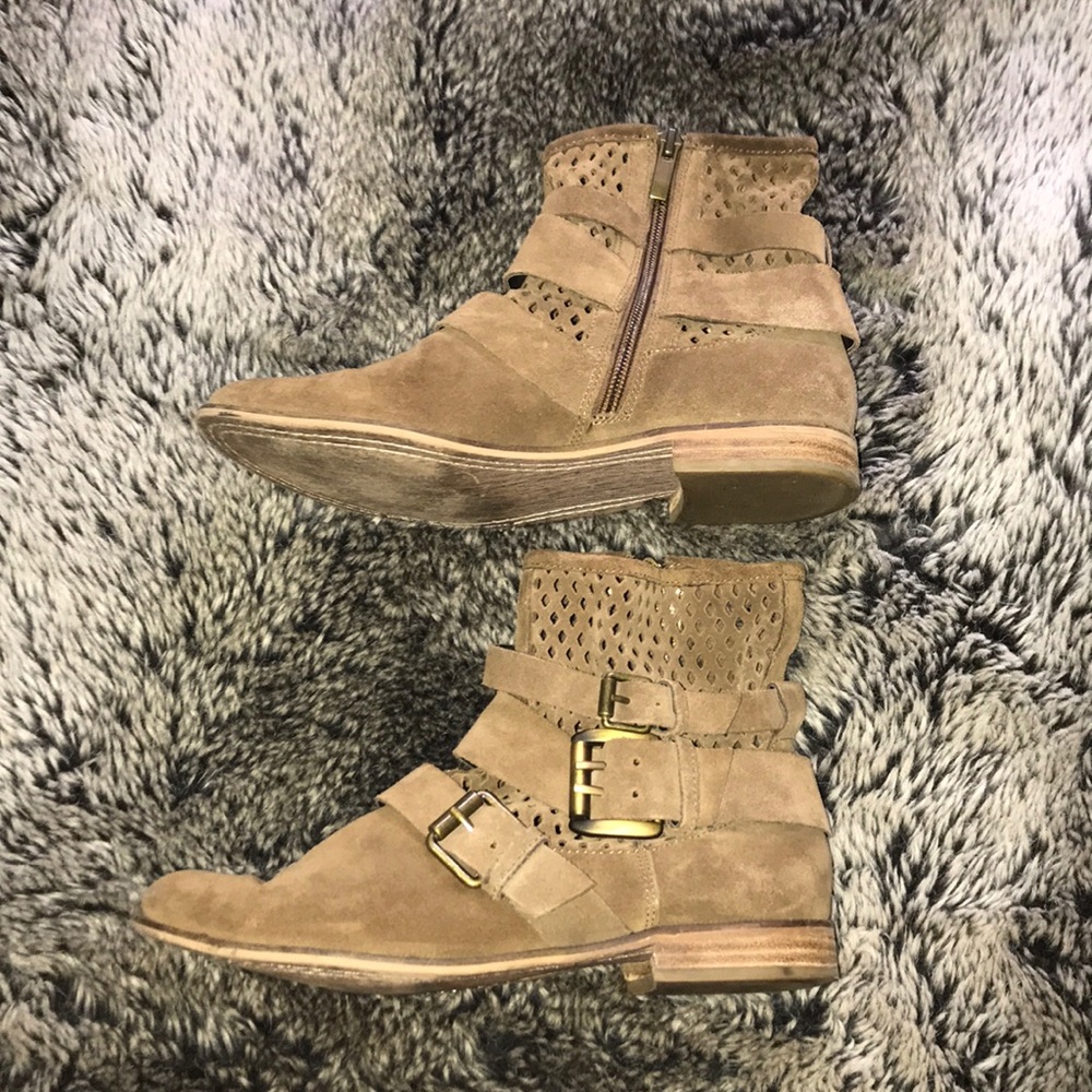 Brown booties with buckles